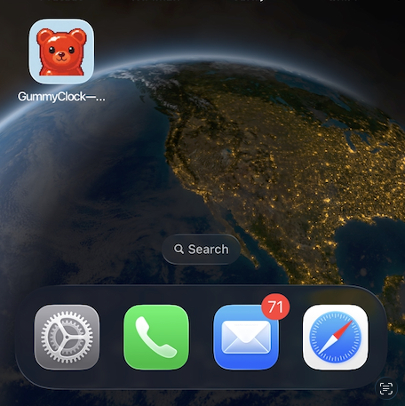 GummyClock icon on iPhone home screen